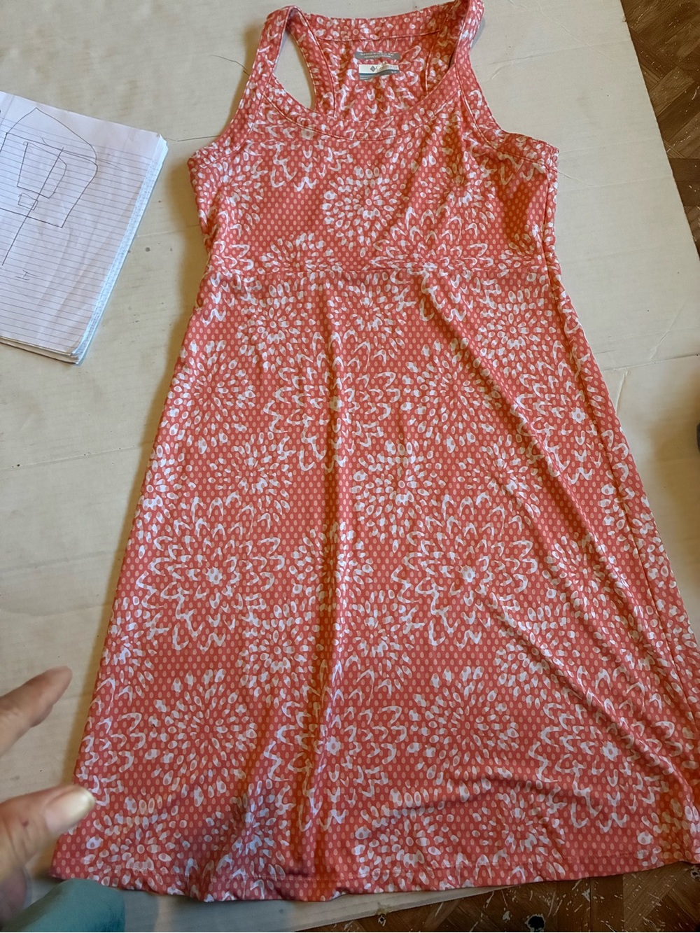 Columbia Coral and White Sleeveless Floral A-Line Dress